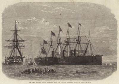 Die Great Eastern verlässt Sheerness mit dem Atlantik-Telegraphenkabel an Bord von Edwin Weedon